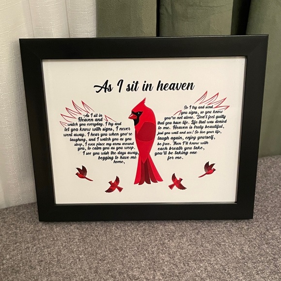 Vesmatity Other - AS I SIT IN HEAVEN Framed Wall or Tabletop Cardinal Light Up Condolence Gift